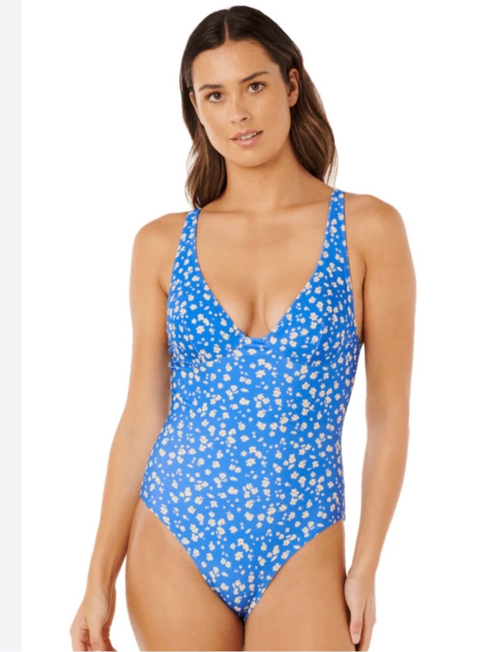 NWT Rip Curl Surf Side Good one-piece Suit Blue and Crème Flowers. Size SMALL